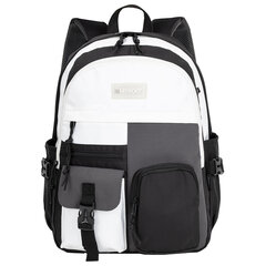 Рюкзак HEIKKI BLOCKS (ХЕЙКИ) универсальный, 2 отделения, черный/<wbr/>серый/<wbr/>белый, 44&times;32&times;17 см, 272563
