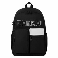 Рюкзак HEIKKI UNIQUE (ХЕЙКИ) универсальный, 6 карманов, черный с белыми вставками, 42&times;29&times;16 см, 272585