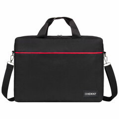 Сумка портфель HEIKKI MAXIMUM (ХЕЙКИ) с отделением для ноутбука 17,3", черная с красной вставкой, 34&times;44&times;6 см, 272591