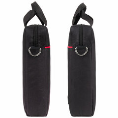 Сумка портфель HEIKKI MAXIMUM (ХЕЙКИ) с отделением для ноутбука 17,3", черная с красной вставкой, 34&times;44&times;6 см, 272591