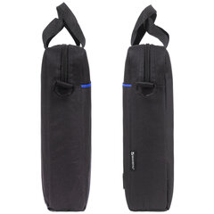 Сумка портфель BRAUBERG PRACTICAL с отделением для ноутбука 15,6", Blue line, черная, 29&times;40&times;7 см, 272603