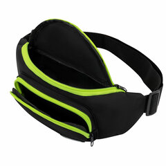 Сумка на пояс HEIKKI RIO (ХЕЙКИ), карман, регулируемый ремень, черная/<wbr/>салатовая, 30&times;12&times;10 см, 272615