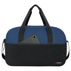 Сумка спортивная HEIKKI BASE (ХЕЙКИ), карман на молнии, черная/<wbr/>темно-синяя, 30&times;44&times;17 см, 272622