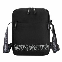 Сумка на плечо HEIKKI COMPACT (ХЕЙКИ) с карманом, черная с принтом, 23&times;17&times;5 см, 272629