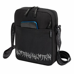 Сумка на плечо HEIKKI COMPACT (ХЕЙКИ) с карманом, черная с принтом, 23&times;17&times;5 см, 272629