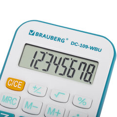 Калькулятор карманный со шнурком BRAUBERG DC-109-WBU (61&times;110 мм), 8 разрядов, БЕЛЫЙ/<wbr/>ГОЛУБОЙ, 272645