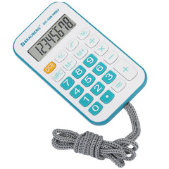 Калькулятор карманный со шнурком BRAUBERG DC-109-WBU (61&times;110 мм), 8 разрядов, БЕЛЫЙ/<wbr/>ГОЛУБОЙ, 272645