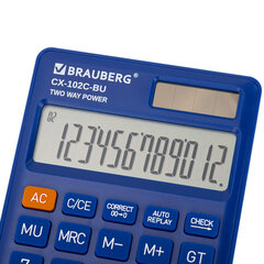 Калькулятор карманный BRAUBERG CX-102C-BU (76&times;126 мм), 12 разрядов, двойное питание, СИНИЙ, 272648