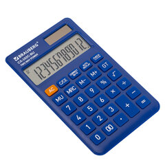 Калькулятор карманный BRAUBERG CX-102C-BU (76&times;126 мм), 12 разрядов, двойное питание, СИНИЙ, 272648