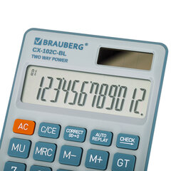 Калькулятор карманный BRAUBERG CX-102C-BL (76&times;126 мм), 12 разрядов, двойное питание, ГОЛУБОЙ, 272649