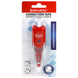 Корректирующая лента BRAUBERG "Click", 5 мм х 6 м, корпус прозрачный, автоматическая, блистер, 272660