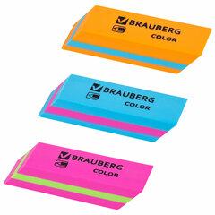 Ластик BRAUBERG &laquo;Color&raquo;, 55&times;15&times;13 мм, прямоугольный, скошенный, яркие цвета ассорти, 272671