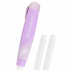 Ластик выдвижной BRAUBERG &laquo;REWIND&raquo; + 2 сменных ластика, 114&times;20&times;20 мм, белый, лавандовый корпус, блистер, 272690