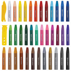 Пастель масляная восковые мелки утолщенные 36 цветов с точилкой, держателем и стеком, BRAUBERG PREMIUM, 272713