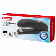 Степлер №24/<wbr/>6, №26/<wbr/>6 BRAUBERG &laquo;UNIVERSAL+&raquo;, до 30 листов, полнозагрузочный,на 150 скоб, черный, 272719