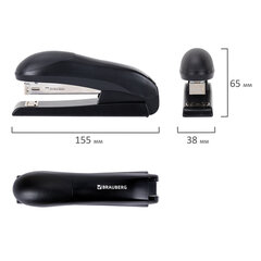 Степлер №24/<wbr/>6, №26/<wbr/>6 BRAUBERG &laquo;UNIVERSAL+&raquo;, до 30 листов, полнозагрузочный,на 150 скоб, черный, 272719