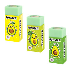 Ластики FUNSTER (ФАНСТЕР) &laquo;AVOCADO&raquo;, НАБОР 3 штуки, 50&times;21&times;16 мм, прямоугольные, картонный держатель, экологичный ПВХ, блистер, 272724
