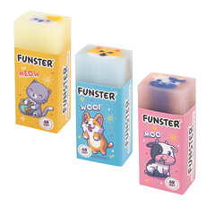 Ластик FUNSTER (ФАНСТЕР) &laquo;PETS&raquo;, 50&times;21&times;16 мм, прямоугольный, картонный держатель, экологичный ПВХ, ассорти, 272725