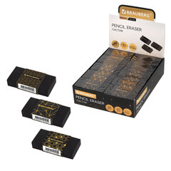 Ластик BRAUBERG &laquo;GOLDEN BLACK&raquo;, 50&times;24&times;10 мм, прямоугольный, картонный держатель, экологичный ПВХ, ассорти, 272728