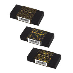 Ластик BRAUBERG &laquo;GOLDEN BLACK&raquo;, 50&times;24&times;10 мм, прямоугольный, картонный держатель, экологичный ПВХ, ассорти, 272728