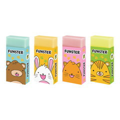 Ластик FUNSTER (ФАНСТЕР) &laquo;ANIMALS&raquo;, 50&times;24&times;10 мм, прямоугольный, картонный держатель, экологичный ПВХ, ассорти, 272730