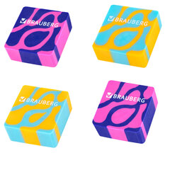 Ластик BRAUBERG &laquo;CLARITY&raquo;, 34&times;34&times;14 мм, квадратный, экологичный ПВХ, ассорти, 272732