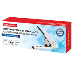 Степлер ЭНЕРГОСБЕРЕГАЮЩИЙ МОЩНЫЙ № 24/<wbr/>6 &mdash; 23/<wbr/>13 BRAUBERG &laquo;ONE MOMENT&raquo;, до 100 листов БЕЗ УСИЛИЙ, 272738