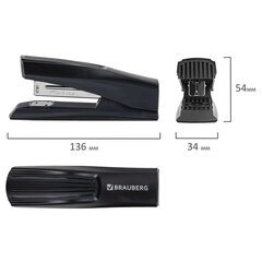 Степлер № 24/<wbr/>6, 26/<wbr/>6 BRAUBERG &laquo;SUPER&raquo;, до 30 листов, черный, 272739