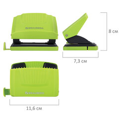 Дырокол BRAUBERG &laquo;SUPER&raquo;, до 20 листов, зелено-черный, 272743