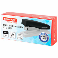 Степлер №24/<wbr/>6, 26/<wbr/>6 BRAUBERG &laquo;STYLE&raquo;, до 25 листов, черный, 272747