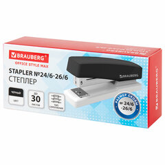 Степлер №24/<wbr/>6, 26/<wbr/>6 BRAUBERG &laquo;STYLE MAX&raquo;, до 30 листов, черный, 272749
