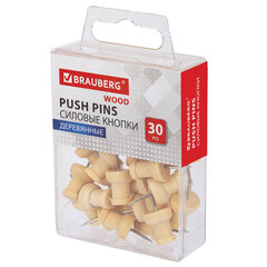Изображение товара Силовые кнопки-гвоздики BRAUBERG WOOD, 30 штук, 10 мм