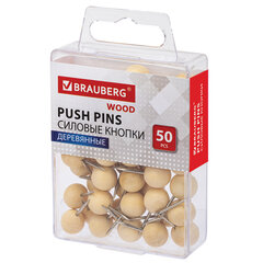 Изображение товара Силовые кнопки-гвоздики BRAUBERG WOOD, деревянные, 50 штук, 10 мм