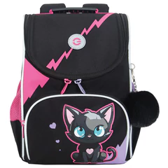 Ранец GRIZZLY анатомическая спинка, с мешком для обуви, для девочек, CUTE CAT, 33&times;25&times;13 см, RAm-484-5/<wbr/>3