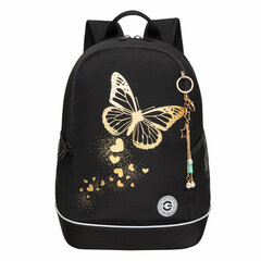 Рюкзак GRIZZLY школьный, анатомическая спинка, 2 отделения, для девочек, "GOLDEN BUTTERFLY", 38х28х18 см, RG-463-5/1