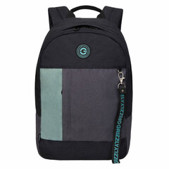 Рюкзак GRIZZLY школьный, укрепленная спинка, 1 отделение, для девочек, BLACK/<wbr/>MINT, 37,5&times;24&times;12 см, RXL-327-3/<wbr/>2