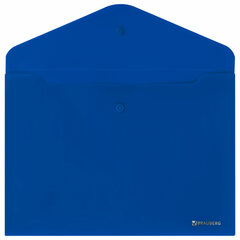 Папка-конверт с кнопкой BRAUBERG &laquo;SUPER&raquo;, А4, матовая непрозрачная синяя, ПРОЧНАЯ 0,2 мм, 272875
