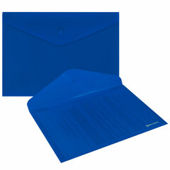Папка-конверт с кнопкой BRAUBERG &laquo;SUPER&raquo;, А4, матовая непрозрачная синяя, ПРОЧНАЯ 0,2 мм, 272875