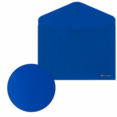 Папка-конверт с кнопкой BRAUBERG &laquo;SUPER&raquo;, А4, матовая непрозрачная синяя, ПРОЧНАЯ 0,2 мм, 272875