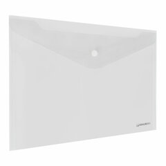 Папка-конверт с кнопкой BRAUBERG &laquo;SUPER&raquo;, А4, прозрачная, ПРОЧНАЯ 0,2 мм, 272876