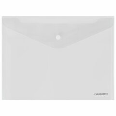 Папка-конверт с кнопкой BRAUBERG &laquo;SUPER&raquo;, А4, прозрачная, ПРОЧНАЯ 0,2 мм, 272876