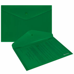 Папка-конверт с кнопкой BRAUBERG &laquo;SUPER&raquo;, А4, матовая непрозрачная, зеленая, ПРОЧНАЯ 0,2 мм, 272877