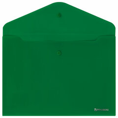 Папка-конверт с кнопкой BRAUBERG &laquo;SUPER&raquo;, А4, матовая непрозрачная, зеленая, ПРОЧНАЯ 0,2 мм, 272877