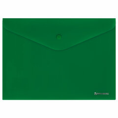 Папка-конверт с кнопкой BRAUBERG &laquo;SUPER&raquo;, А4, матовая непрозрачная, зеленая, ПРОЧНАЯ 0,2 мм, 272877