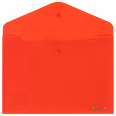 Папка-конверт с кнопкой BRAUBERG &laquo;SUPER&raquo;, А4, матовая непрозрачная, красная, ПРОЧНАЯ 0,2 мм, 272878