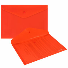 Папка-конверт с кнопкой BRAUBERG &laquo;SUPER&raquo;, А4, матовая непрозрачная, красная, ПРОЧНАЯ 0,2 мм, 272878