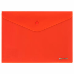Папка-конверт с кнопкой BRAUBERG &laquo;SUPER&raquo;, А4, матовая непрозрачная, красная, ПРОЧНАЯ 0,2 мм, 272878