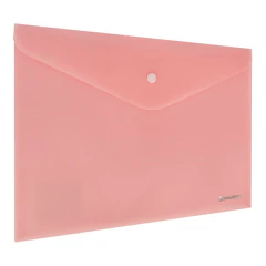 Папка-конверт с кнопкой BRAUBERG &laquo;Pastel&raquo;, А4, матовая непрозрачная, персиковая, ПРОЧНАЯ 0,2 мм, 272882