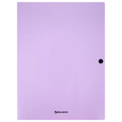 Папка на кнопке пластиковая BRAUBERG &laquo;PASTEL&raquo;, А4, 3 клапана, 600 мкм, цвета ассорти, 272886