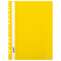 Скоросшиватель пластиковый с перфорацией BRAUBERG EXTRA, А4, 140/<wbr/>180 мкм, желтый, 272899
